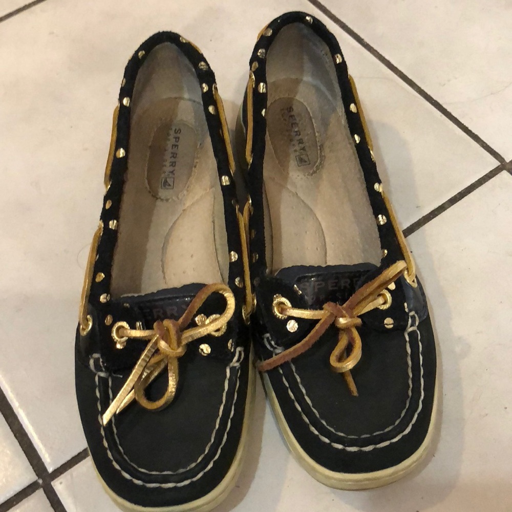 Black and Gold Sperry Top-Sider shoe